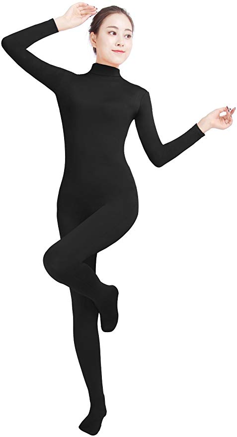 Oulinect Womens Lycra Spandex Bodysuit Full Bodysuit Unitard Zentai Suit Turtle Neck